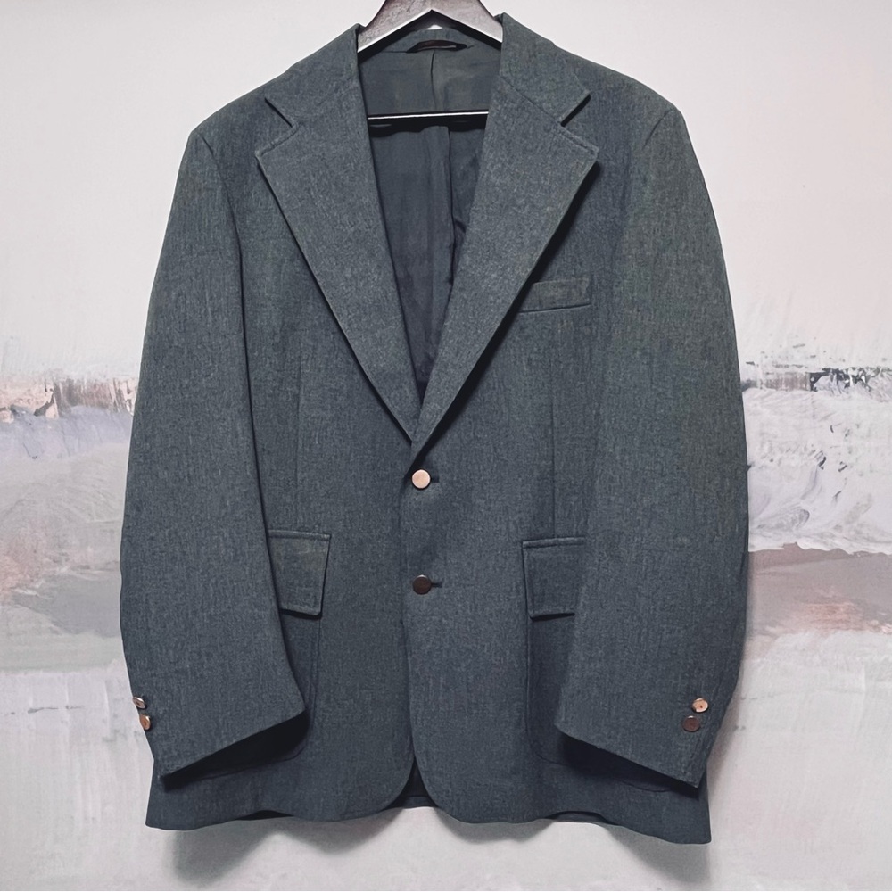 Vintage LEVIS Panatela Gray Sport Coat 44R Blazer Marled Gold Buttons Preppy 70s